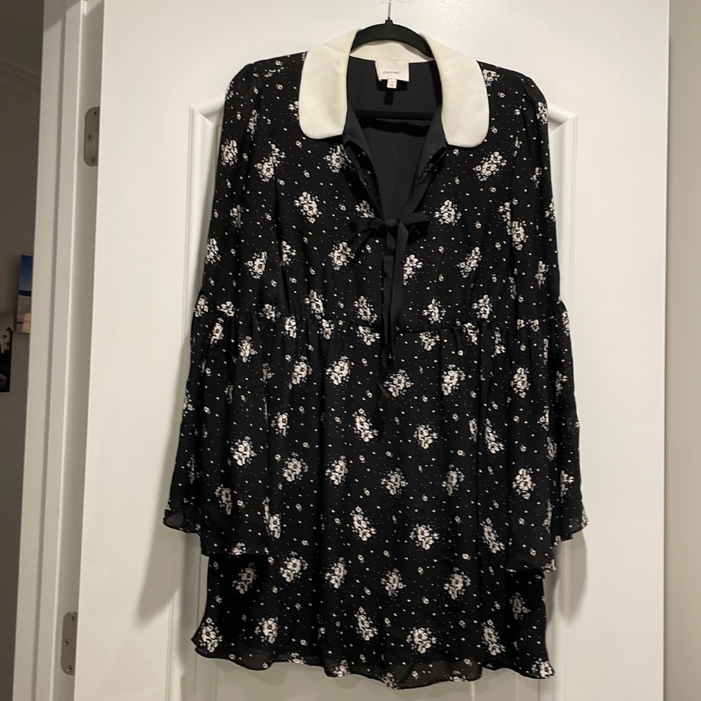 Cinq a Sept silk floral dress Wednesday Addams goth vibes